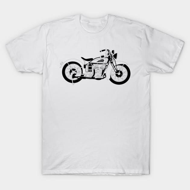 Indian Scout Black Outline T-Shirt by kindacoolbutnotreally
